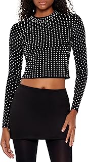 Women's Rhinestone Cropped Sweater