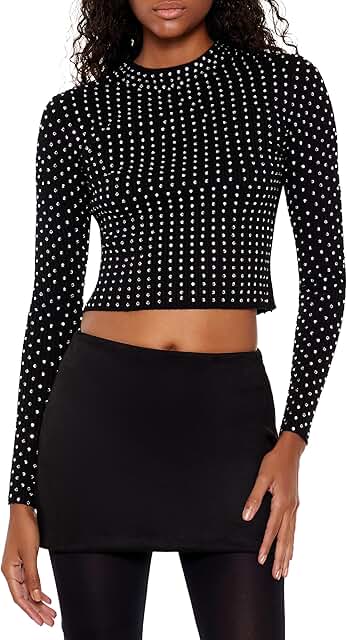 Women's Rhinestone Cropped Sweater