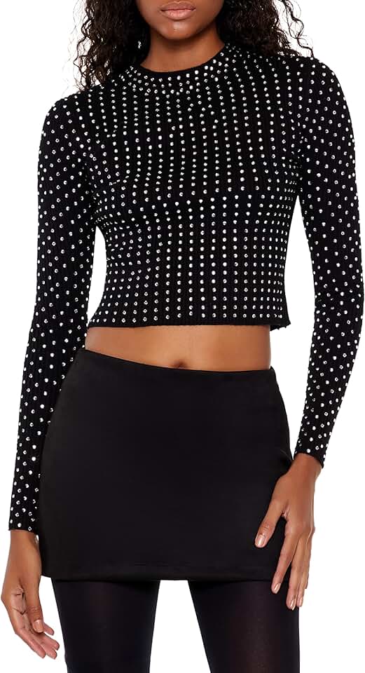 Women's Rhinestone Cropped Sweater