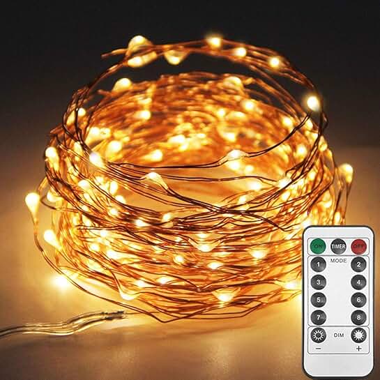 33ft 100LED Copper Wire String Lights with Remote