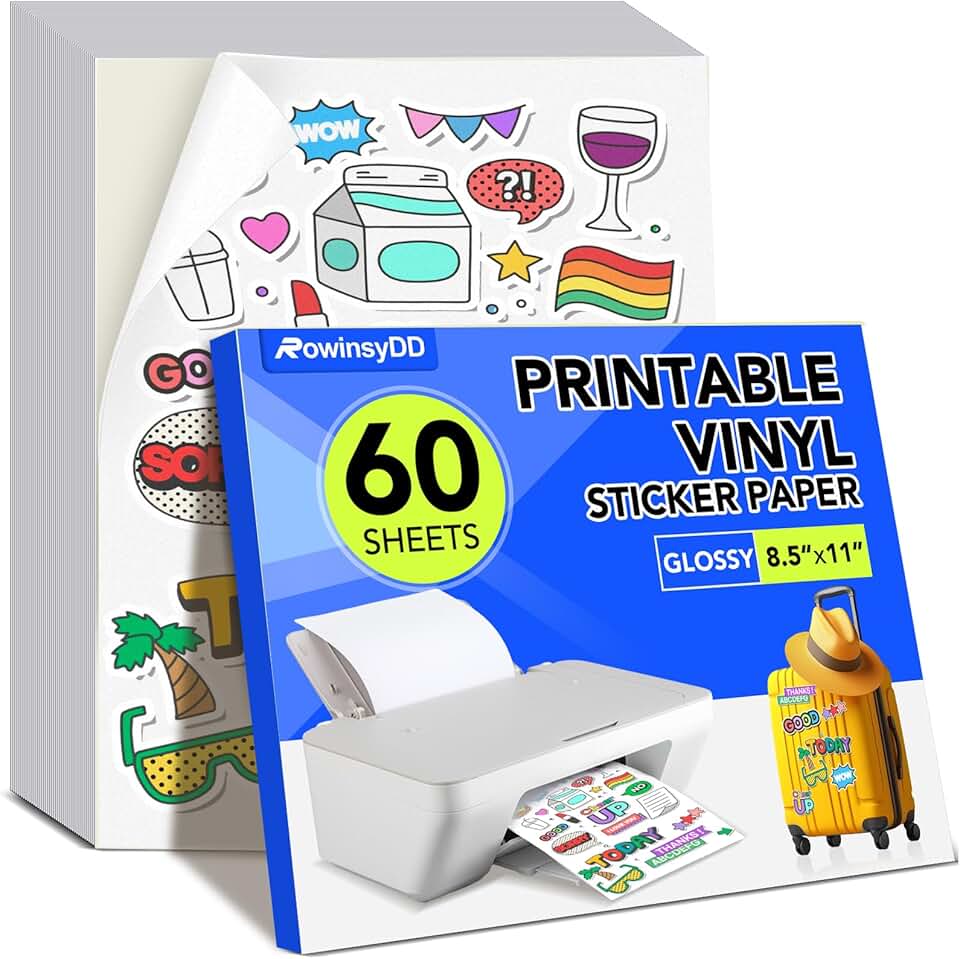60 Sheets Waterproof Printable Vinyl Sticker Paper