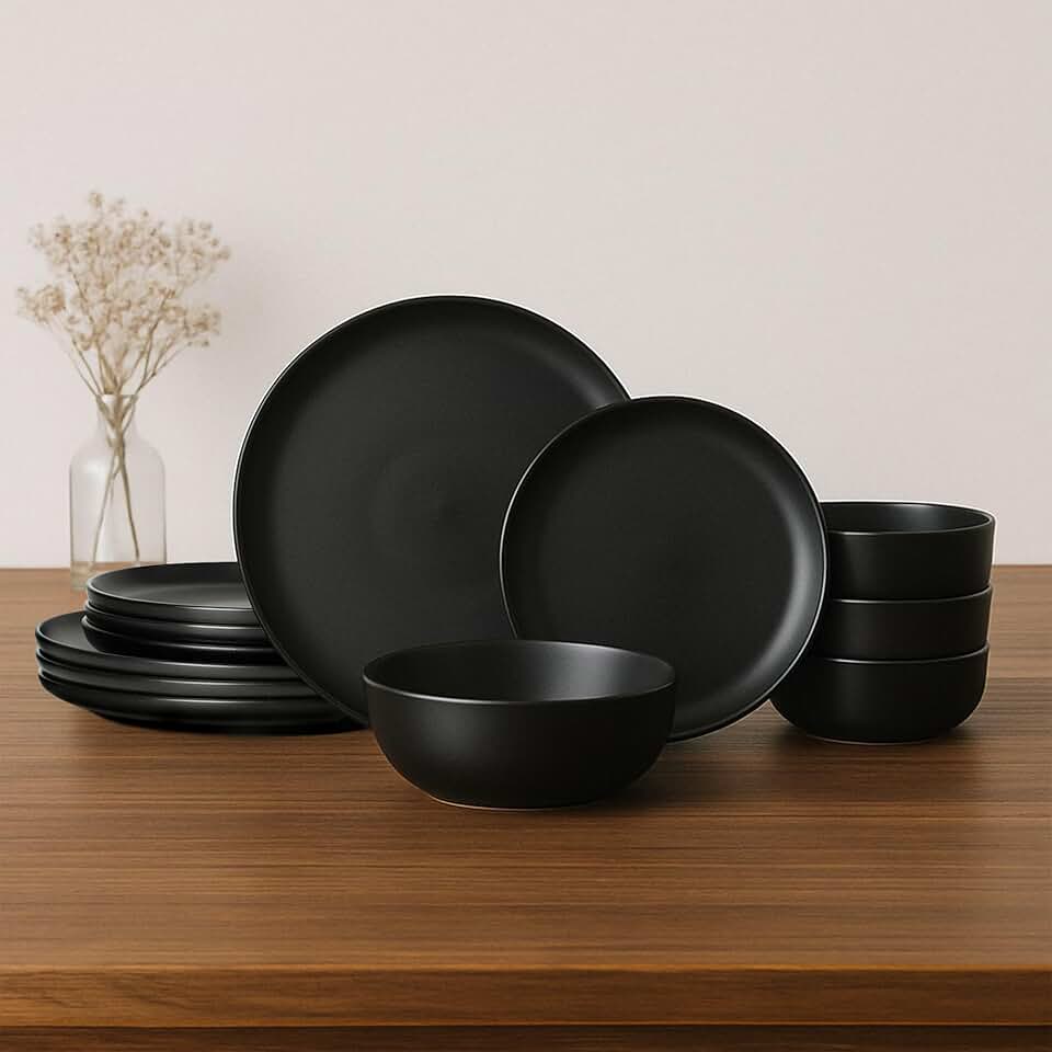 12-Piece Stoneware Dinnerware Set with Mugs