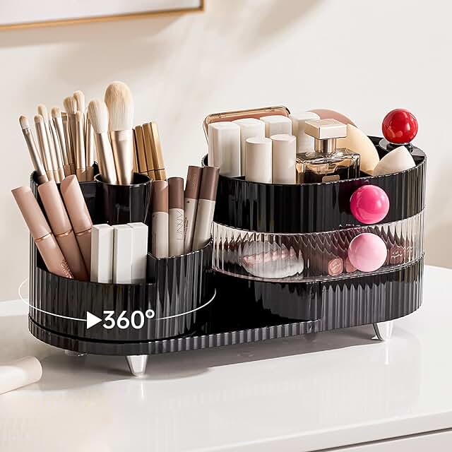 Rotating Makeup and Jewelry Organizer with 3 Layers