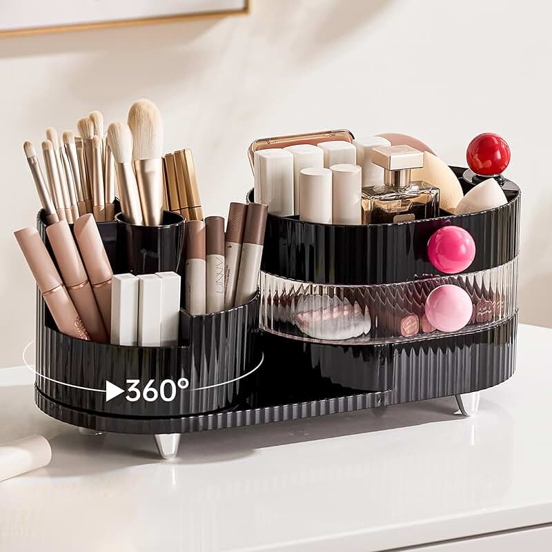 Rotating Makeup and Jewelry Organizer with 3 Layers