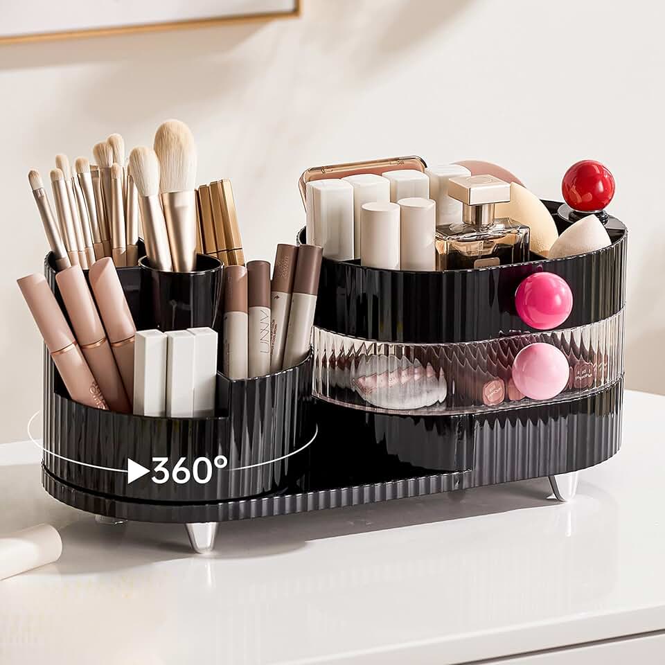 Rotating Makeup and Jewelry Organizer with 3 Layers