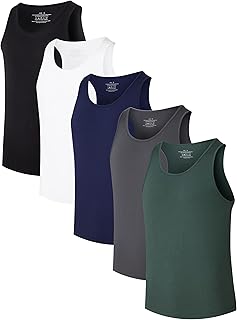 Men's Bamboo Viscose Crew Neck Tank Tops, Moisture Wicking, Pack of 3 or 5
