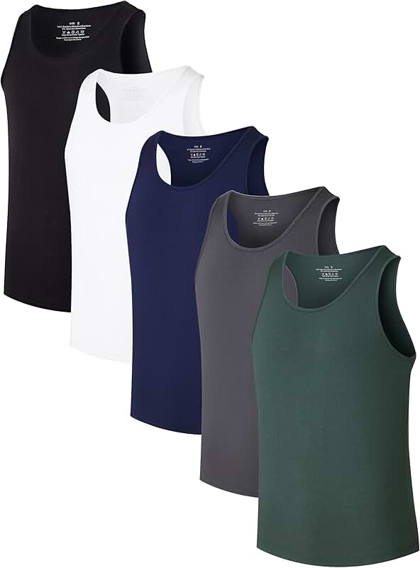 Men's Bamboo Viscose Crew Neck Tank Tops, Moisture Wicking, Pack of 3 or 5