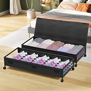 2 Pack Under Bed Storage Bins with Lids and Wheels
