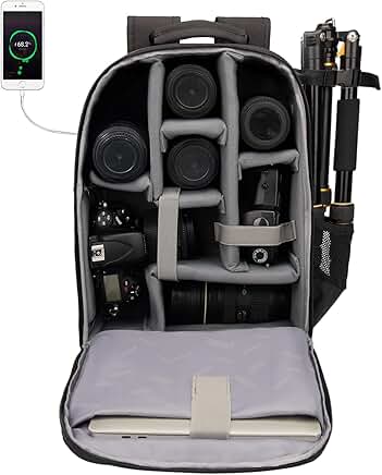 Waterproof Camera Backpack with Laptop Compartment for DSLR and Mirrorless Cameras