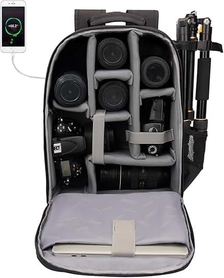 Waterproof Camera Backpack with Laptop Compartment for DSLR and Mirrorless Cameras