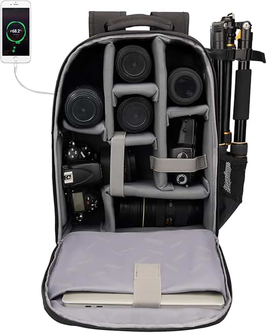 Waterproof Camera Backpack with Laptop Compartment for DSLR and Mirrorless Cameras