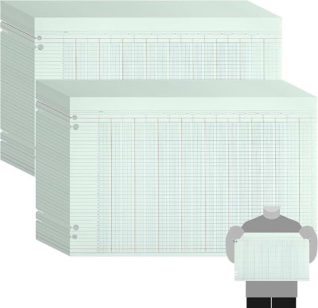 200-page green ledger book with 30 columns, 11x17 inches