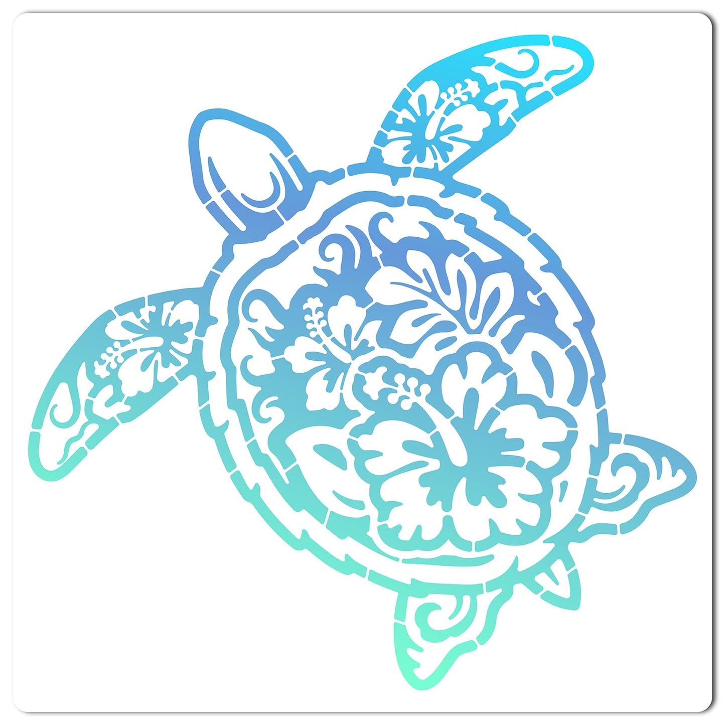 11.8x11.8 Sea Turtle and Hibiscus Painting Templates