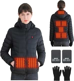 Women's Heated Jacket with Two 10000mAh Power Banks and Three Heating Levels
