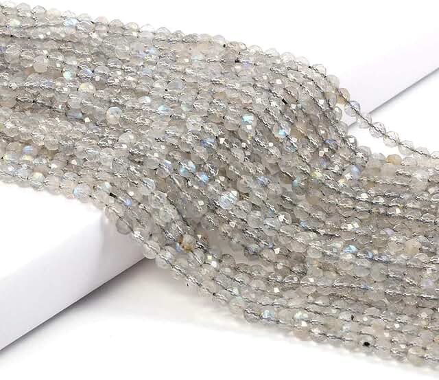 Labradorite Beads, 2 Stands, 15", 2mm, Faceted Gemstone