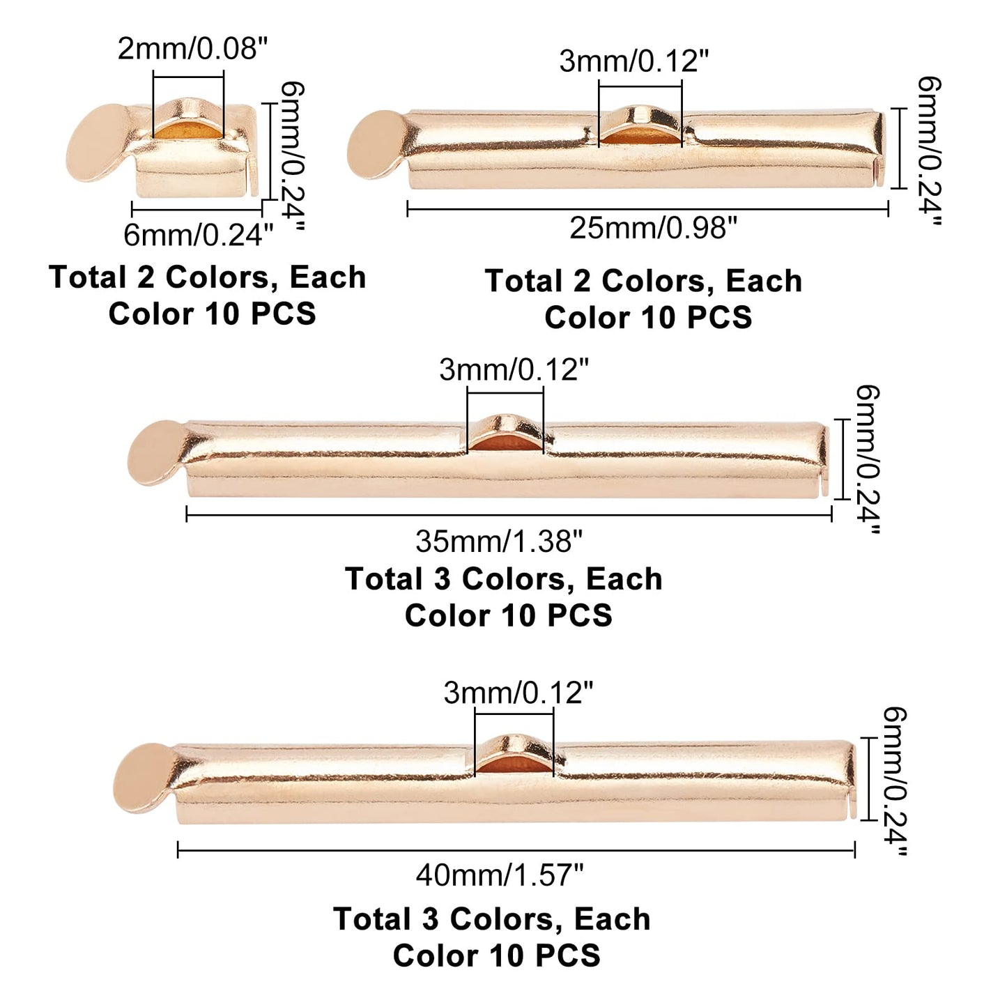 10 Styles Jewelry Tube End Caps for DIY Bead Projects