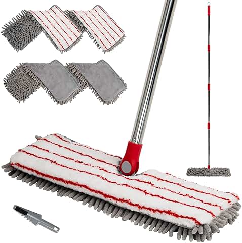 Microfiber Flat Mop with Washable Pads and Extendable Handle