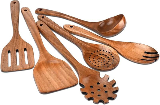 10-Piece Wooden Cooking Utensil Set with Holder