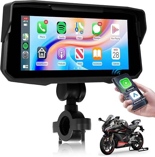 Portable 6.86" Touchscreen Screen with Wireless CarPlay and Android Auto