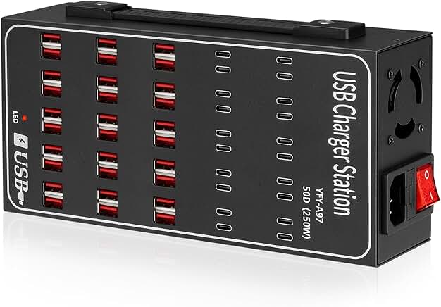 250W USB-C Charging Station with 50 Ports