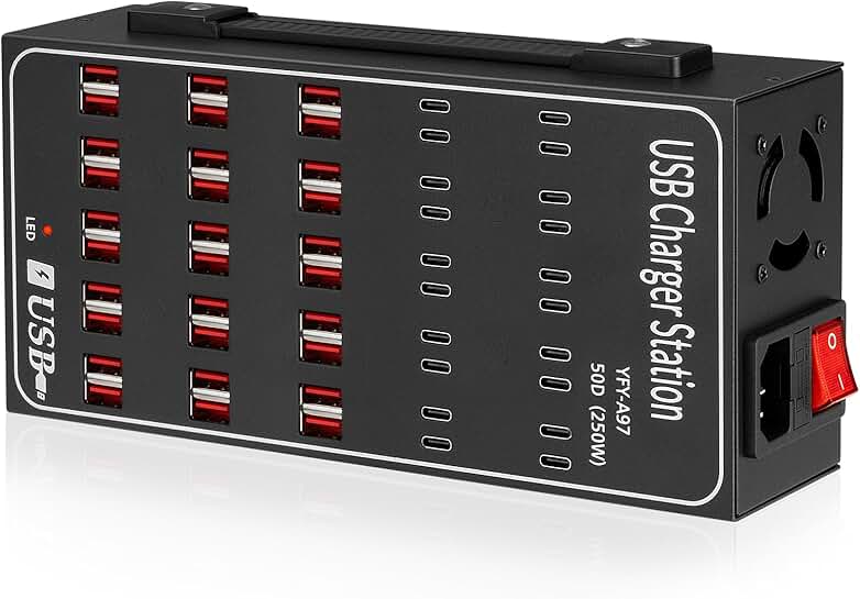 250W USB-C Charging Station with 50 Ports