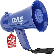 Portable battery-operated megaphone with siren and microphone