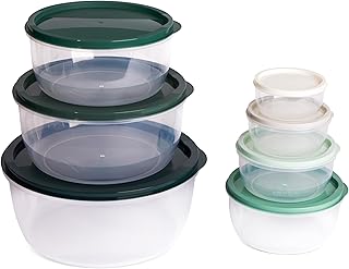 14-Piece Round Food Storage Bowl Set in Sage Ombre