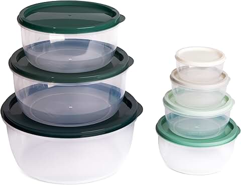 14-Piece Round Food Storage Bowl Set in Sage Ombre