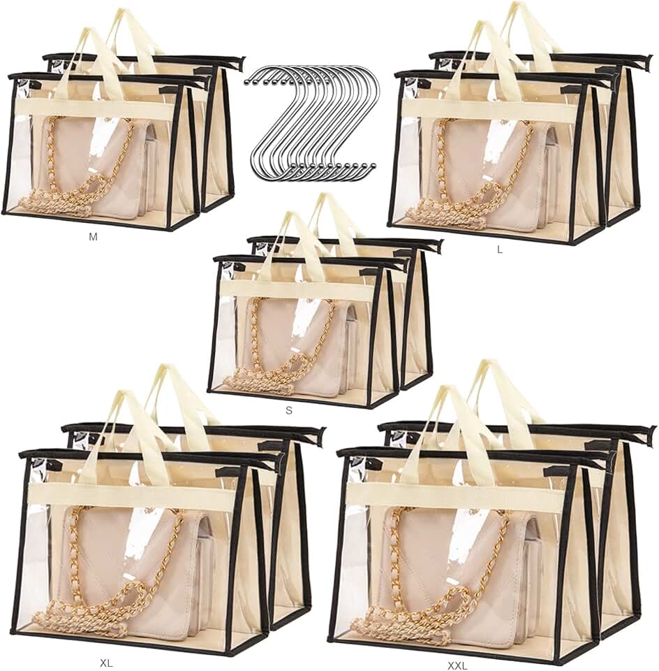 Set of 10 beige handbag storage dust bags