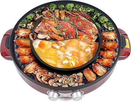 2-in-1 Electric Hot Pot and Grill for 5-15 People