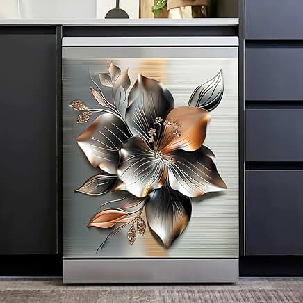 Stainless Steel Floral Magnet Cover for Dishwasher