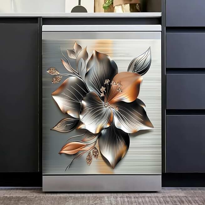 Stainless Steel Floral Magnet Cover for Dishwasher