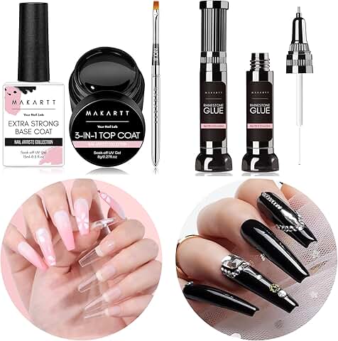 Nail File Set with Base and Top Coats for Gel Nails