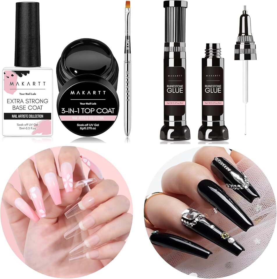Nail File Set with Base and Top Coats for Gel Nails