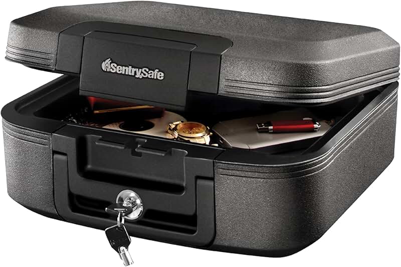 Dark Gray Fireproof Waterproof Safe with Key Lock