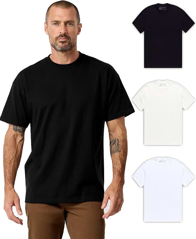 Men's Heavyweight 100% Cotton T-Shirt, Boxy Fit, 3XL