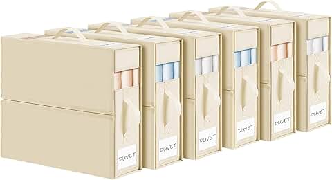 6 Pack Foldable Bed Sheet Organizers for Linen Closet