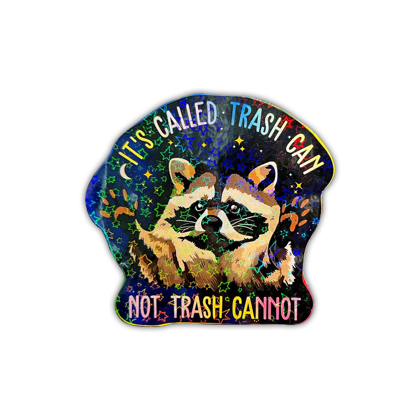Set of 3 Raccoon Glitter Holographic Stickers, 3"