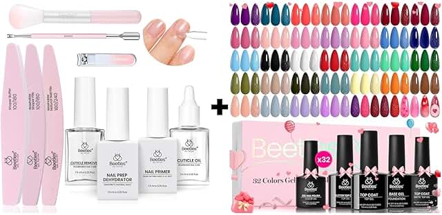 Fall Gel Nail Polish Kit with Dehydrator, Primer, and Cuticle Oil
