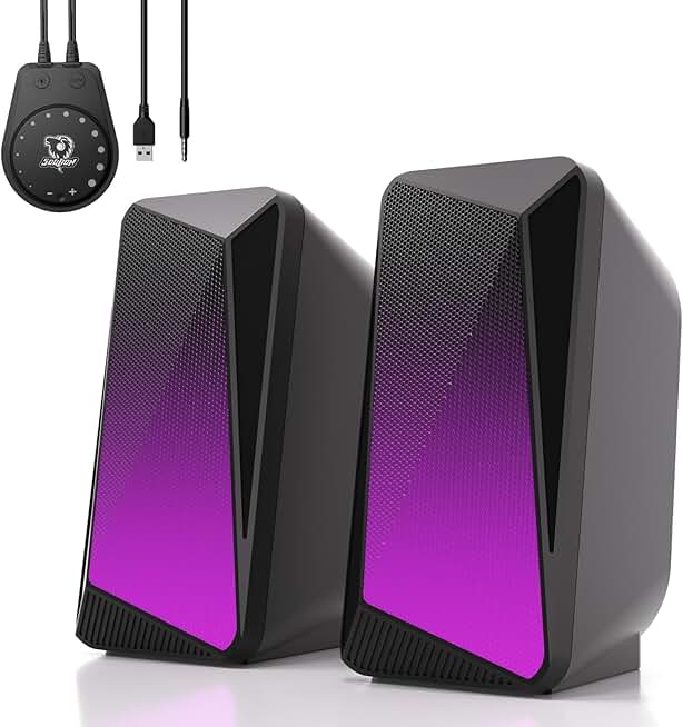 USB Powered Computer Speakers with LED Flame Lights