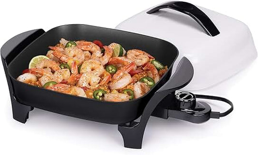 11-Inch Electric Skillet in Black and White
