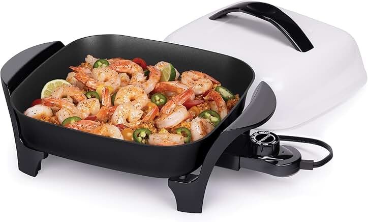 11-Inch Electric Skillet in Black and White