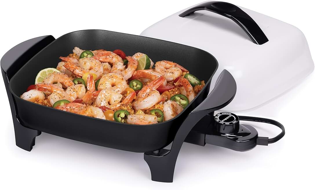 11-Inch Electric Skillet in Black and White