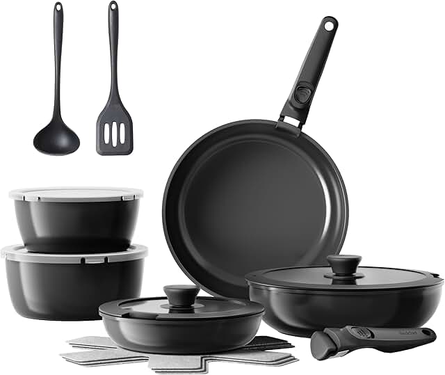 16-Piece Nonstick Ceramic Cookware Set for Camping