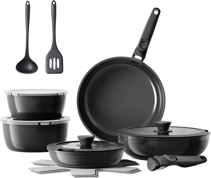 16-Piece Nonstick Ceramic Cookware Set for Camping