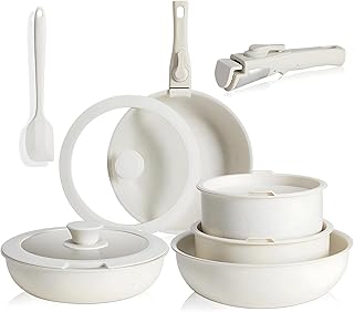 12-Piece Nonstick Cookware Set with Detachable Handle