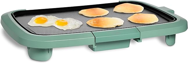 Electric Griddle with Nonstick Surface and Removable Temperature Control