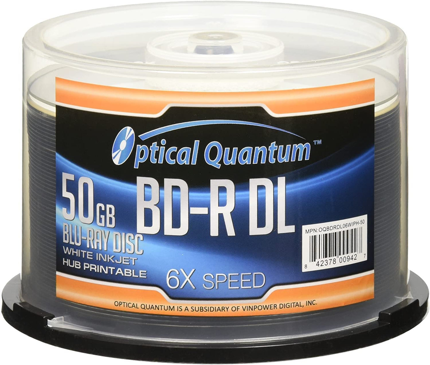 6X 50GB BD-R DL White Inkjet Printable Blu-ray Double Layer Recordable Media , 50-Disc Spindle