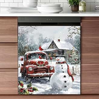 Winter Snowman Refrigerator Magnet Cover 23x26 inches