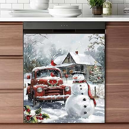 Winter Snowman Refrigerator Magnet Cover 23x26 inches